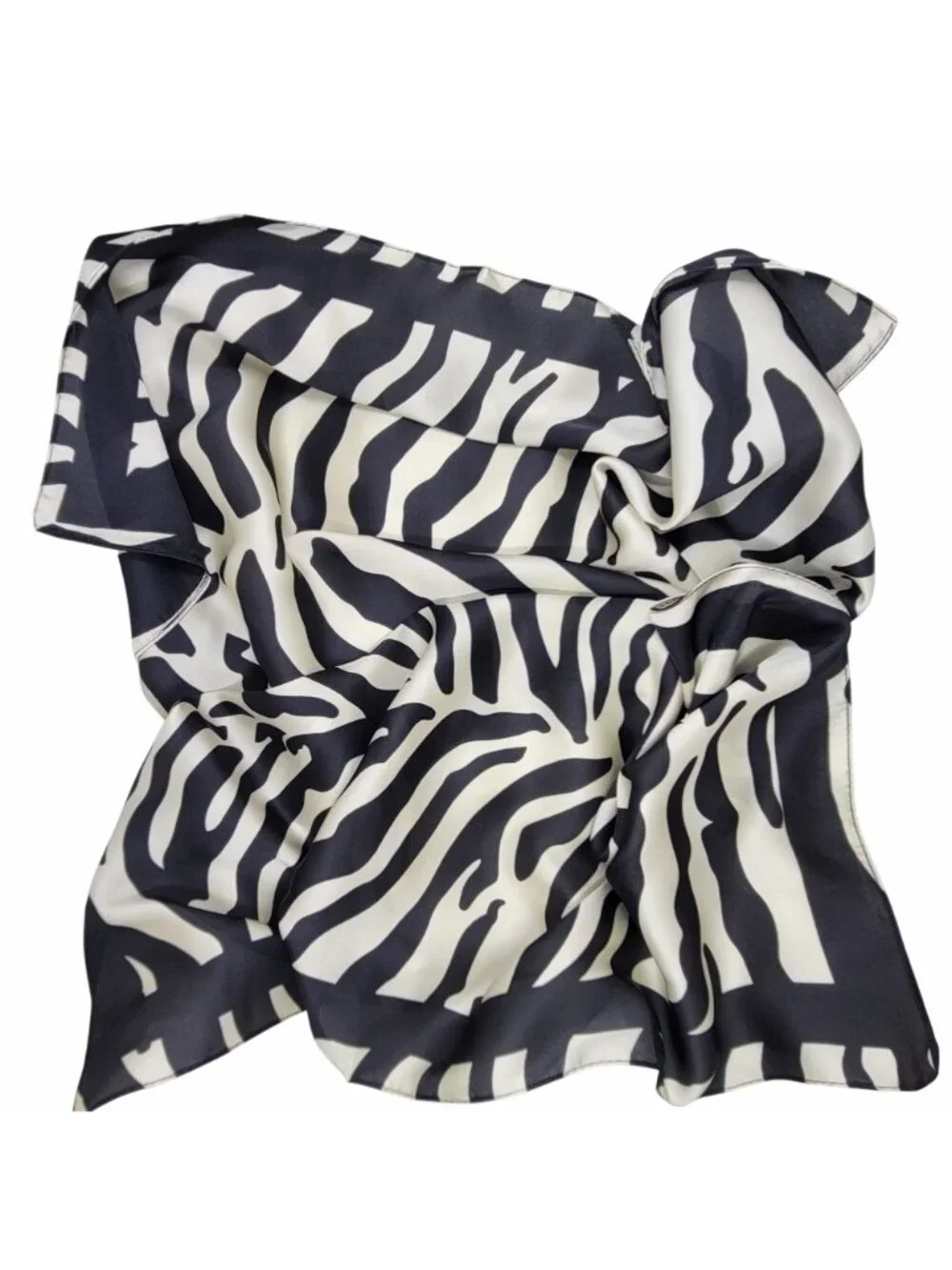 ✨Elegant Bandana Square Scarf Silky Satin Animal Print Zebra Black Beige Neck